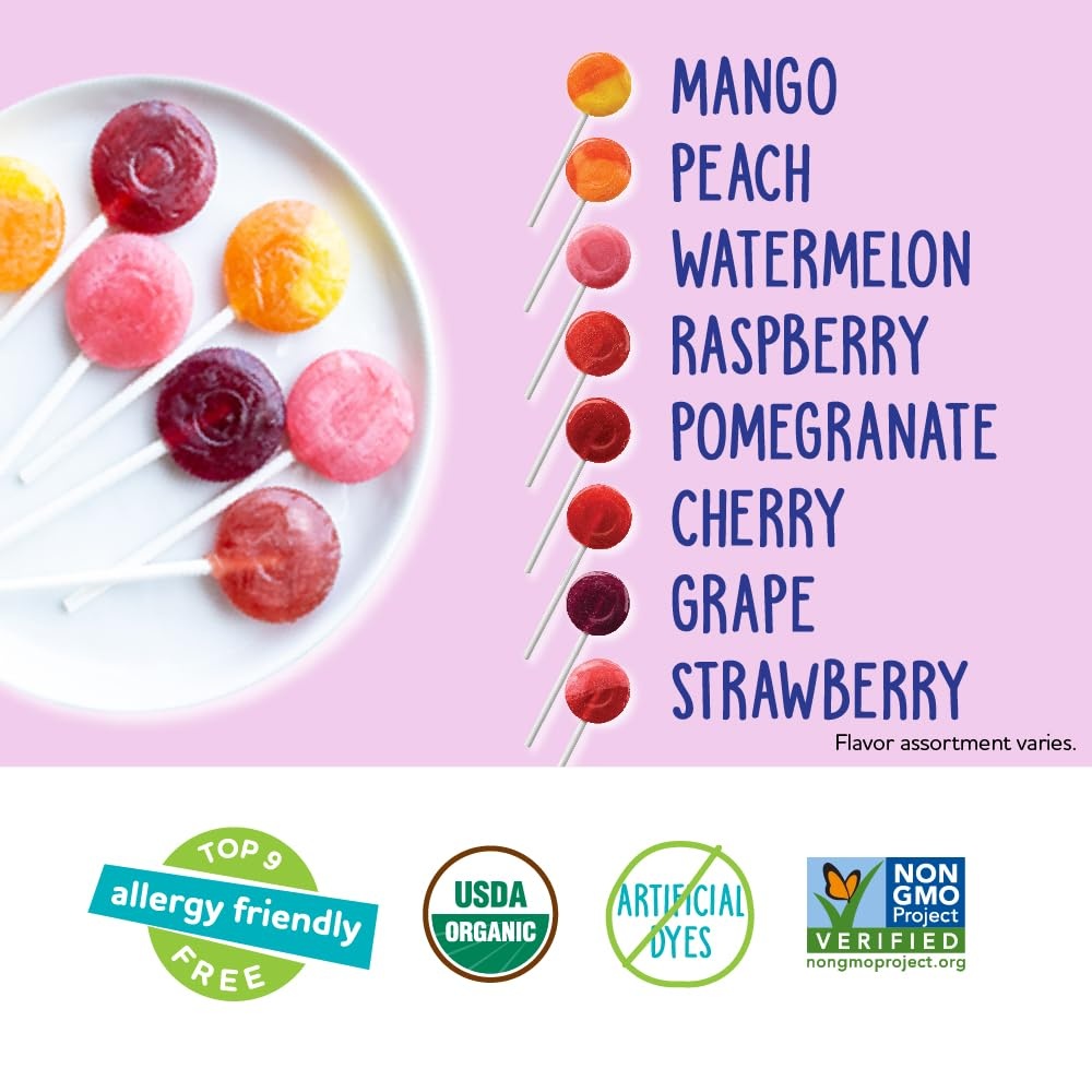 image:imageYumEarth Organic Pops Variety Pack 40 Fruit Flavored Favorites Lollipops Allergy Friendly Gluten Free NonGMO Vegan No Artificial Flavors or DyesVitamin C