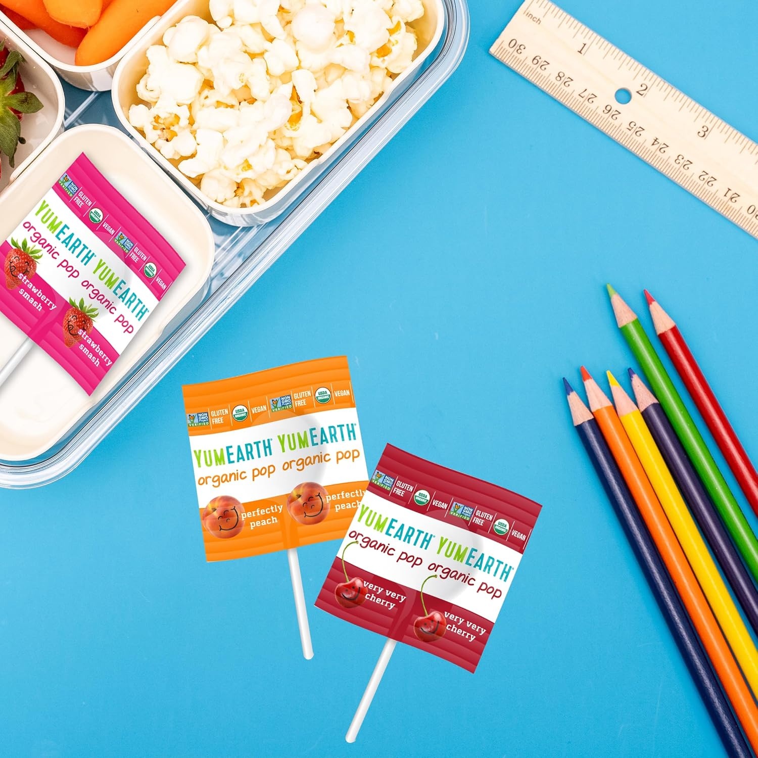 image:imageYumEarth Organic Vitamin C Pops Variety Pack 250 Fruit Flavored Favorites Lollipops Allergy Friendly Gluten Free NonGMO Vegan No Artificial DyesVariety Pack
