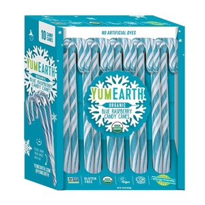 image:imageYumEarth Organic Candy Canes  Individually Wrapped Full Size Blue Raspberry Candy Canes  Dye Free Allergy Friendly Non GMO Gluten Free Vegan  10 Count Pack of 1Blue Raspberry Candy Canes