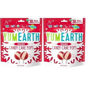 image:imageYumEarth Organic Candy Canes  Individually Wrapped Full Size Peppermint Candy Canes  Allergy Friendly Non GMO Gluten Free Vegan Dye Free Christmas Candy  10 Count Pack of 1Peppermint Lollipops