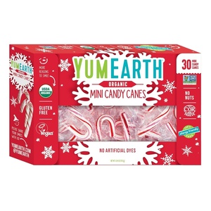 image:imageYumEarth Organic Candy Canes  Individually Wrapped Full Size Peppermint Candy Canes  Allergy Friendly Non GMO Gluten Free Vegan Dye Free Christmas Candy  10 Count Pack of 1Peppermint Mini Candy Canes