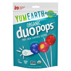 image:imageYumEarth Organic Duo Pops Lollipops with Fruit Chew Centers  Allergy Friendly Top 9 Free No Artificial Dyes Non GMO Gluten Free Vegan Candy Snacks  Individually Wrapped Pops 20 Count Pack of 1