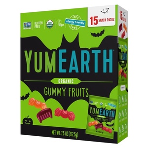 image:imageYumEarth Organic Halloween Variety Box  Allergy Friendly Top 9 Free No Artificial Dyes Non GMO Gluten Free Vegan Candy Snacks Individually Wrapped Pack of 50Gummy Fruits