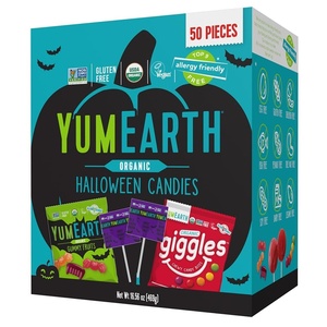 image:imageYumEarth Organic Halloween Variety Box  Allergy Friendly Top 9 Free No Artificial Dyes Non GMO Gluten Free Vegan Candy Snacks Individually Wrapped Pack of 50Variety Box